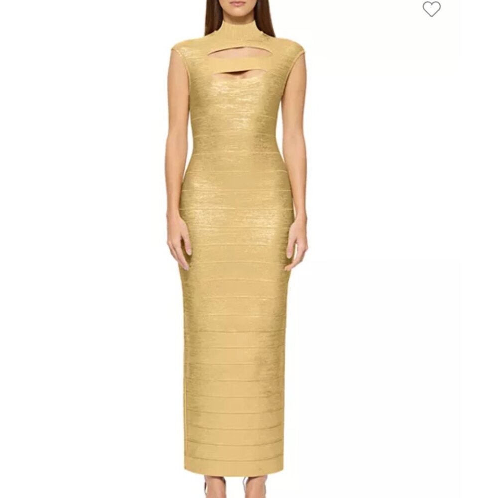 Herve Leger Foiled Cutout Bandage Gown